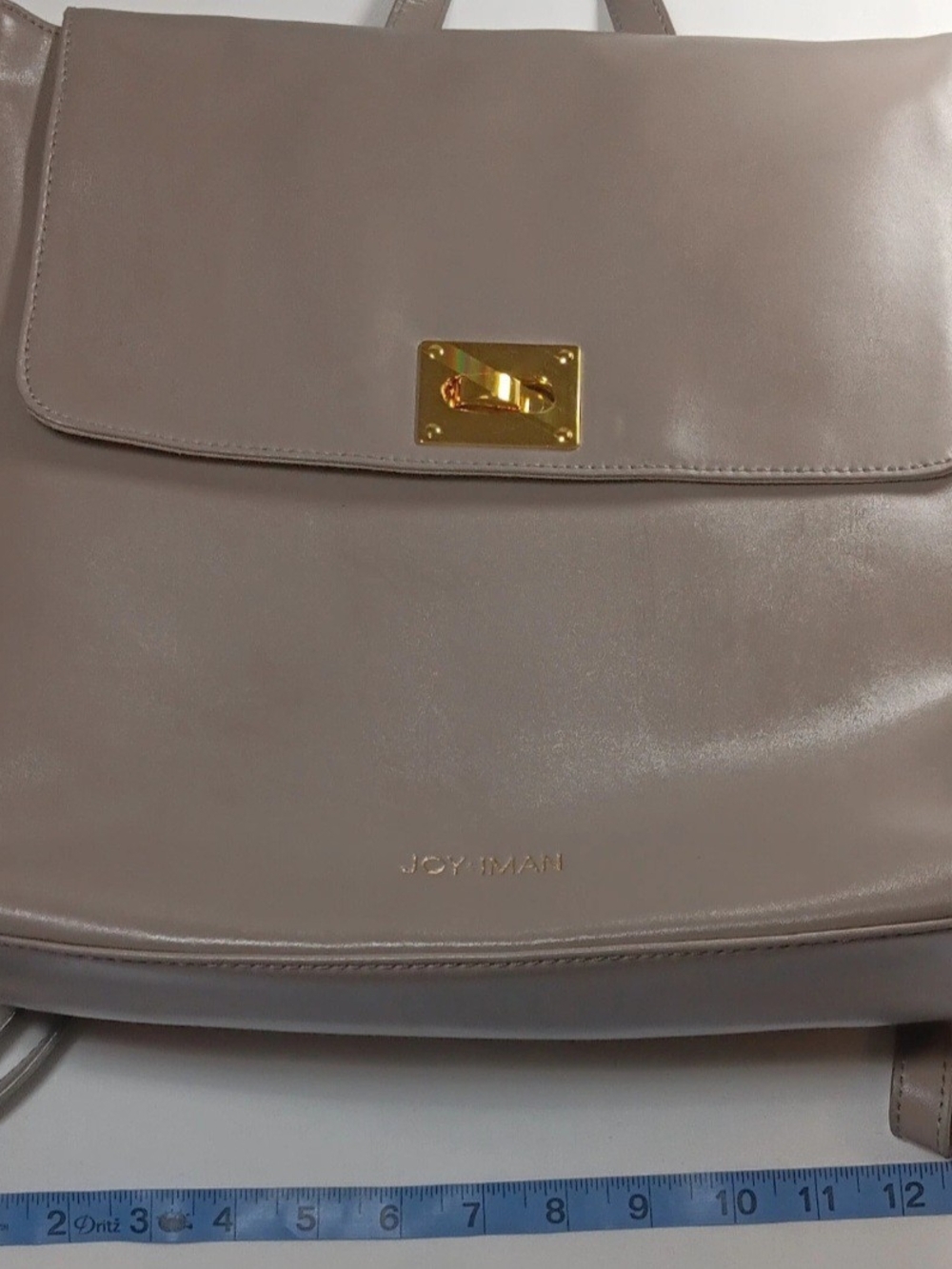 Taupe Leather Backpack with Gold Hardware
